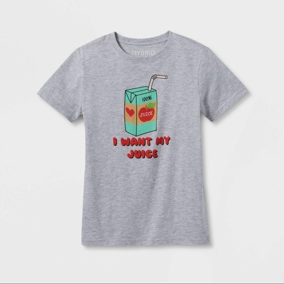 Hybrid kids consumables juice box graphic tshirt size large gray - Picture 1 of 3